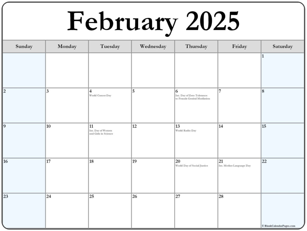 Free Printable February Calendar 2025 Gussie Malinda