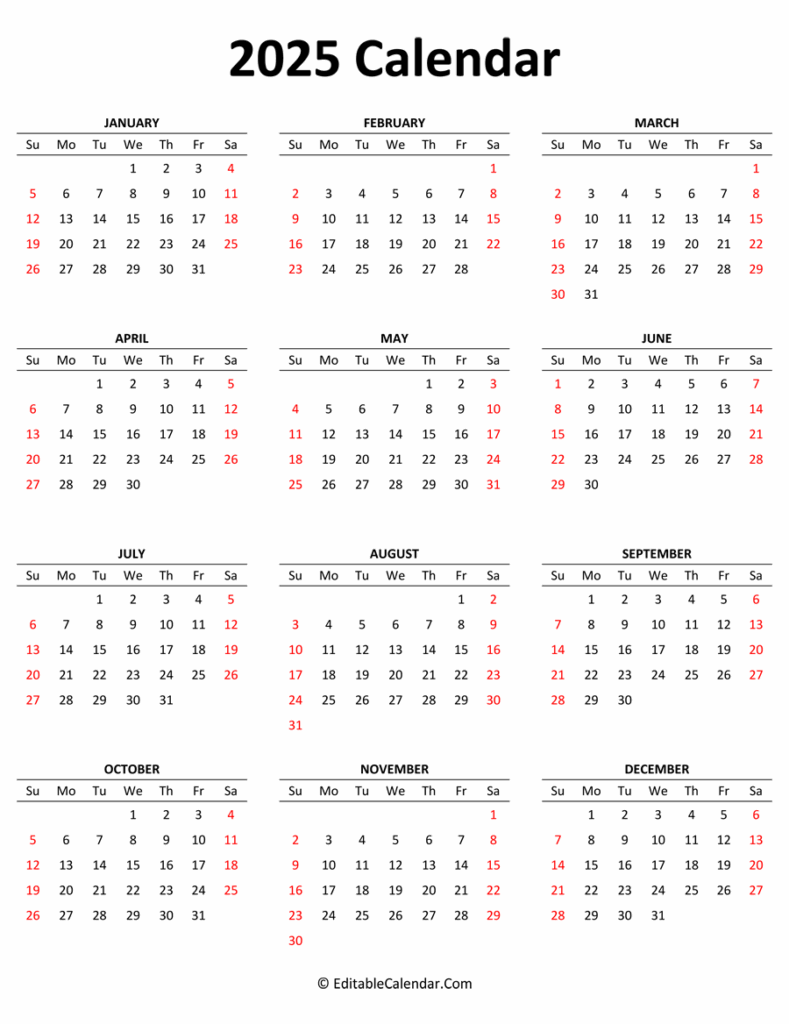 Free Printable Monthly Calendar 2025 Portrait James Johnson