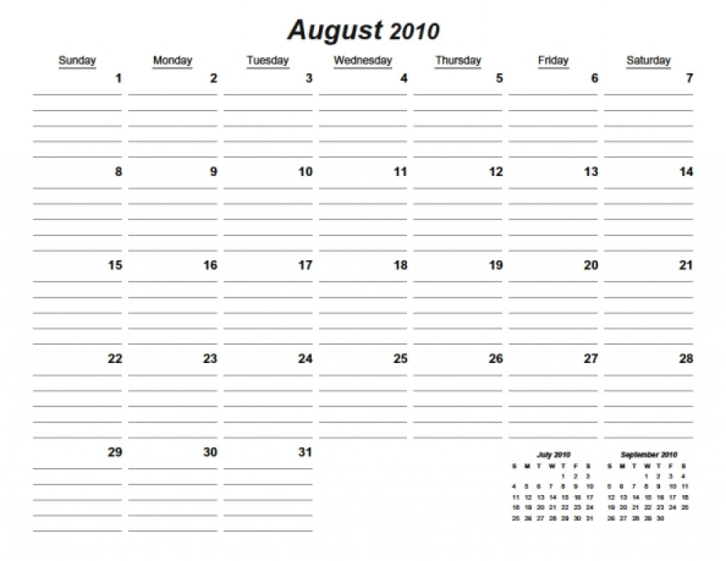 Free Printable Monthly Calendar With Lines Best Calendar Example