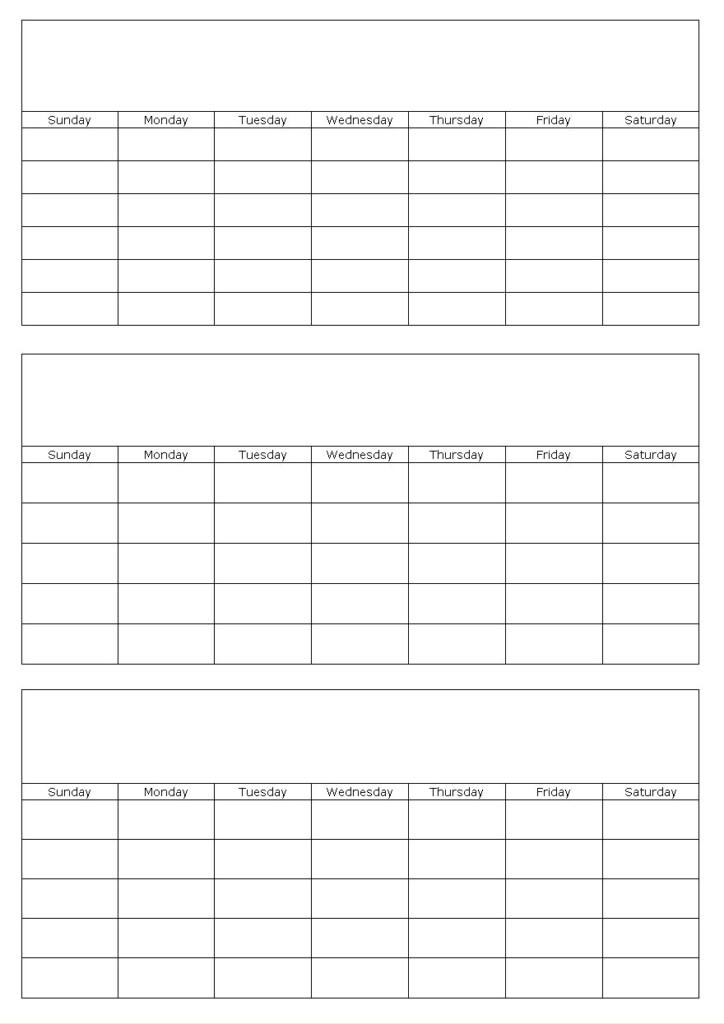 Free Printable Three Month Calendar Template Calendar Design