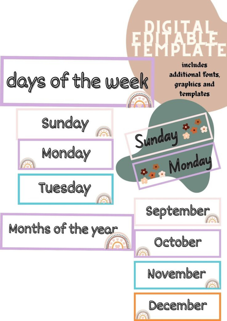 Groovy Boho Classroom Calendar Calendar Printable Editable Classroom 