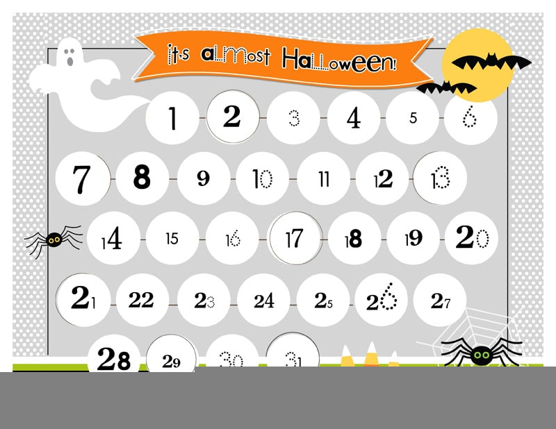 Halloween Countdown Printable Calendar Template 2023