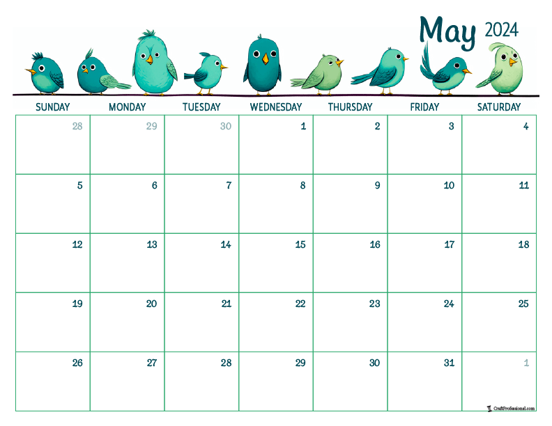 Handy Calendars 2025 May Calendar Printable Roman Moss