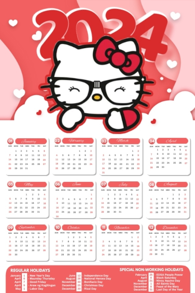 Hello Kitty Calendar Printable 2025 Hippolyte Gugu
