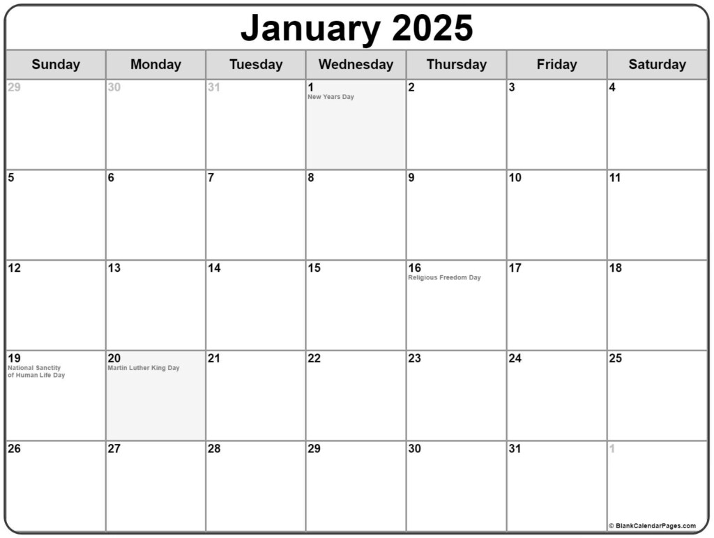 January Printable Calendar 2025 Hayley Coungeau