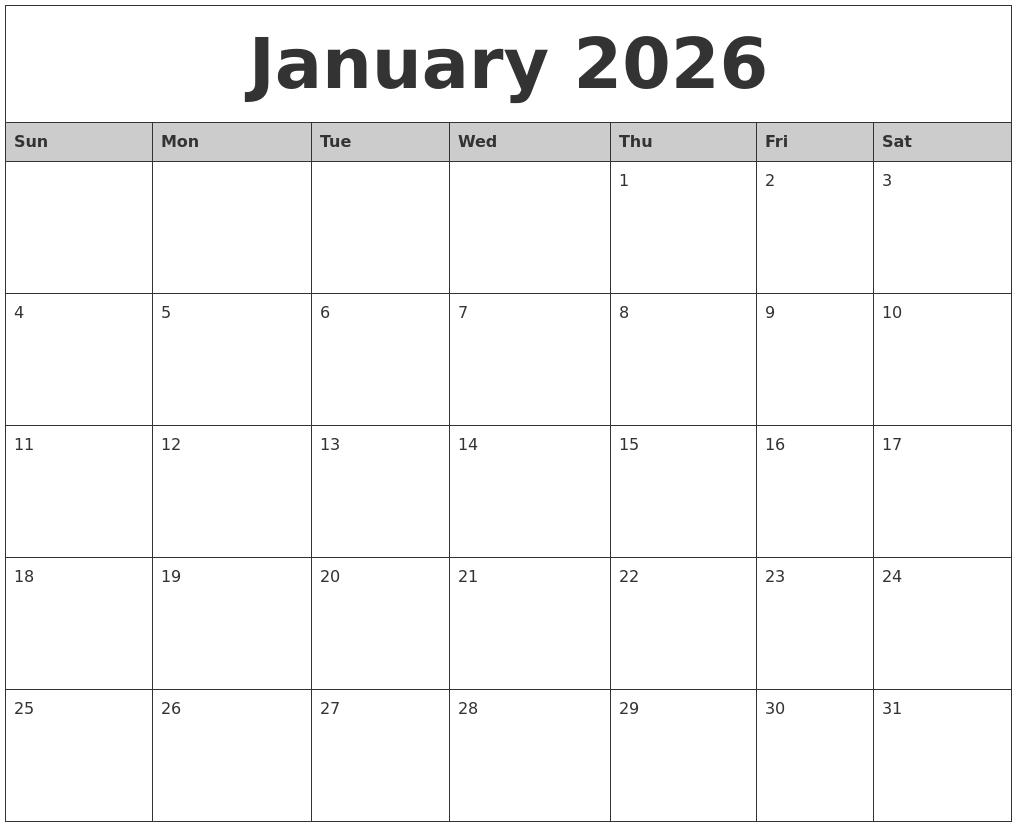 July 2026 Free Monthly Calendar