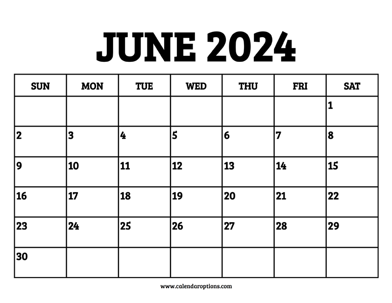June 2024 Calendar Printable Calendar Options