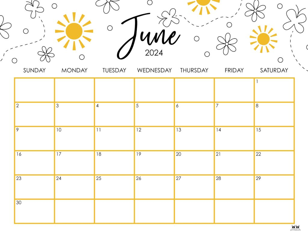 June 2024 Calendar Printable Cute Gaby Sidonnie