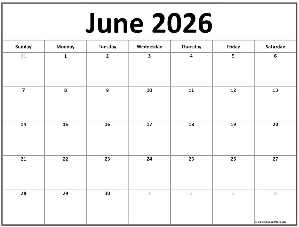 June 2026 Calendar Free Printable Calendars