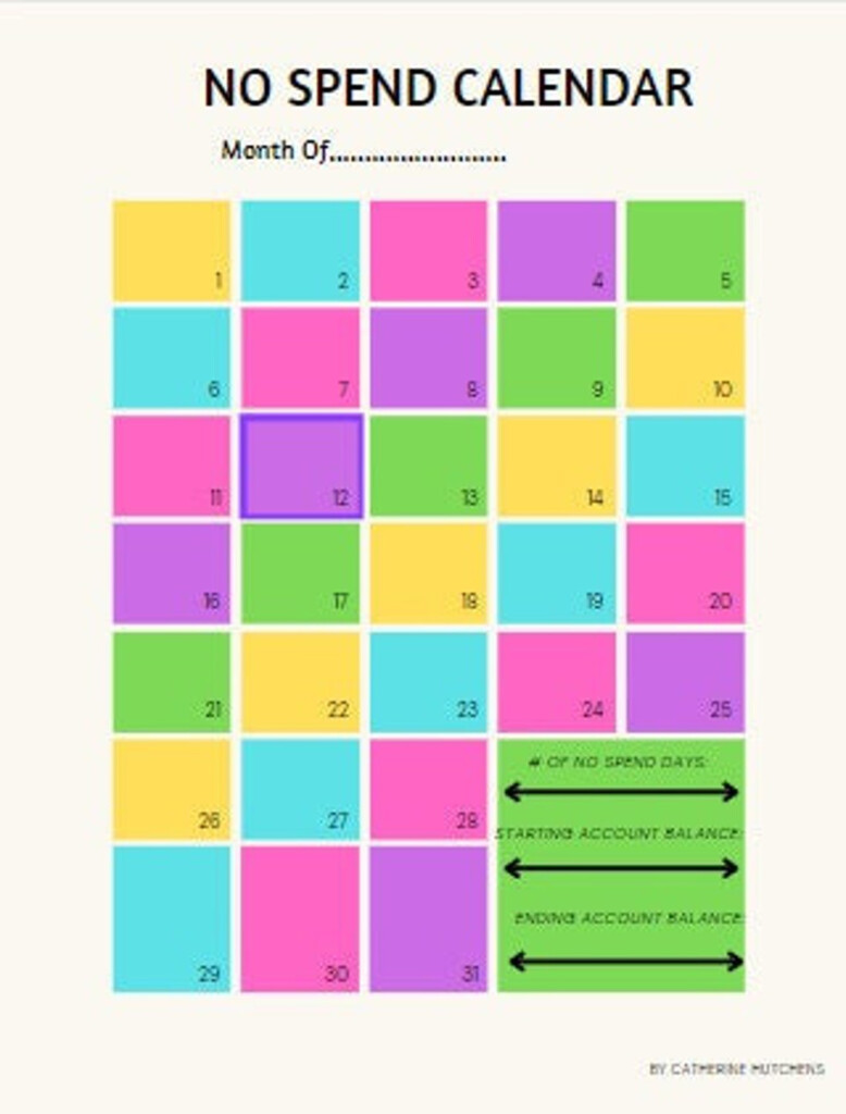 No Spend Calendar Printable Vrogue co