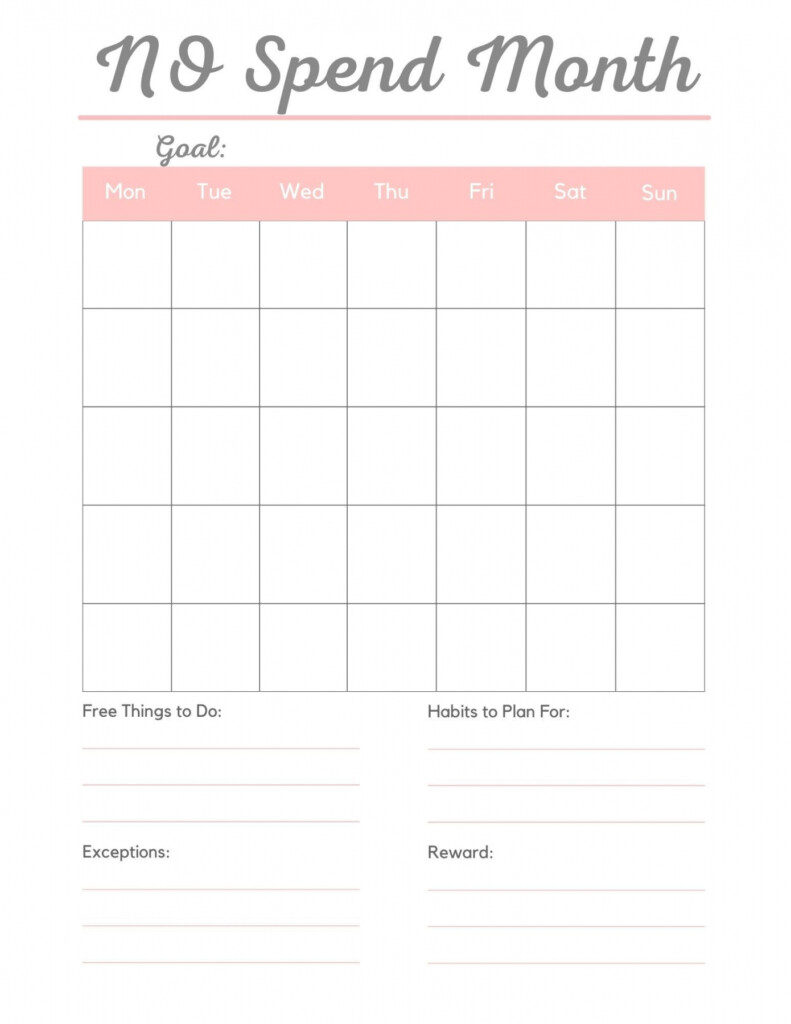 No Spend Month Free Printable FREE Printable A Z