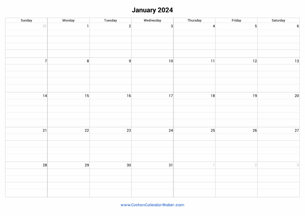 Printable Calendar 2024 With Lines Good Calendar Idea