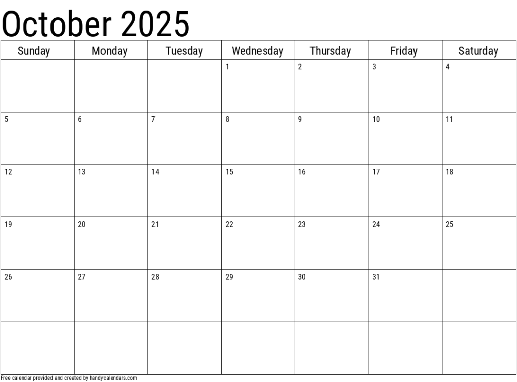 Printable Calendar Pages 2025 October 2025 Edith Teressa