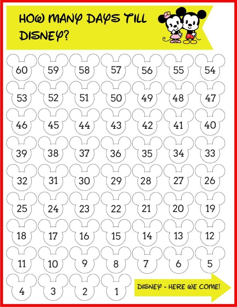 Printable Disney Countdown Calendar Calendar Templates