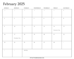 Printable February Calendar 2025 With Holidays