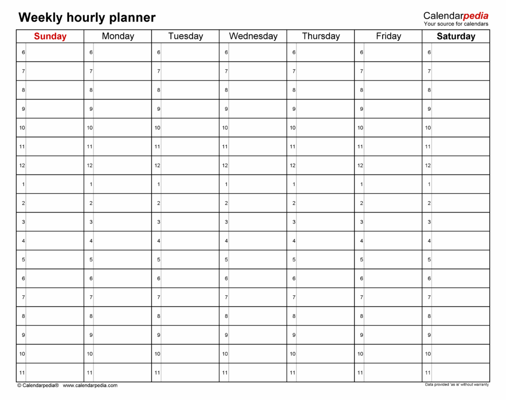 Printable Hourly Weekly Calendar Danna Jessika