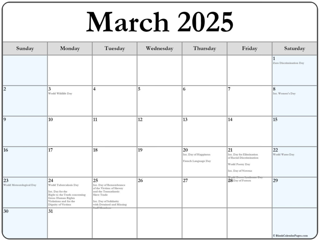 Printable March 2025 Calendar With Holidays Janet H Wood