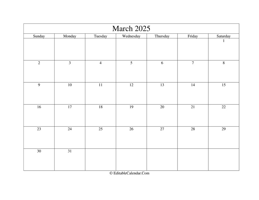 Printable March 2025 Calendar With Holidays List List Of Calendar 