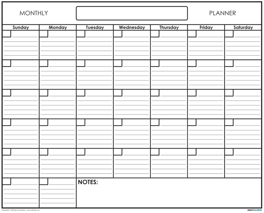 Printable Monthly Calendar With Lines Template Calendar Design