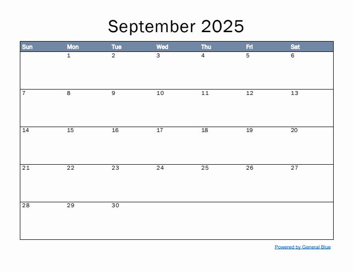 Printable September 2025 Calendar