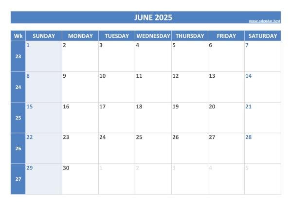 Week 23 2025 Dates Calendar And Weekly Schedule To Print